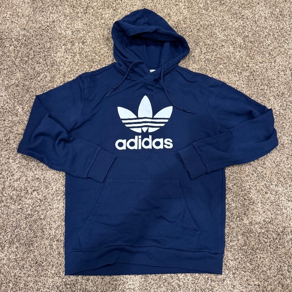 Men’s Adidas Trefoil Navy Hoodie~Size Medium - Picture 1 of 4
